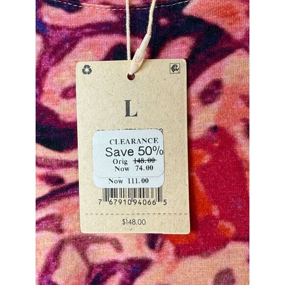 Nic+Zoe Blurred Midi Dress Women's Size Large Pink Multi Side Slit - Picture 7 of 11